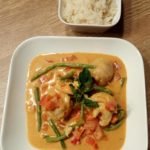 Wijtingrolletjes met grote garnalen en rijst