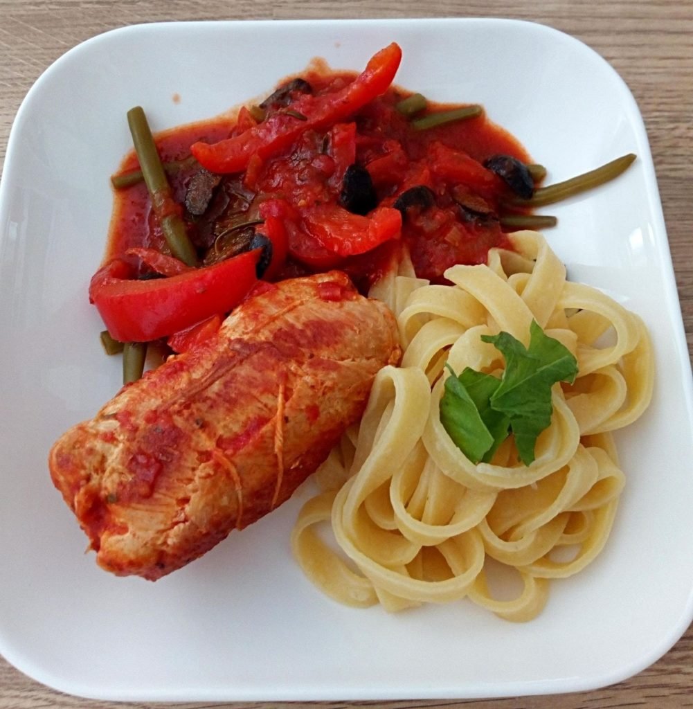 verse blinde vinken met olijven en pasta